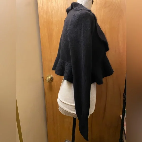 WHBM NWT Wool Rabbit Blend Ruffle Shrug Sweater Cardigan Bolero - Sz M - Picture 5 of 14